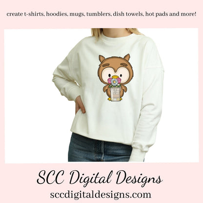 Cute Owls PNG, Coffee, Pink Roses, Clip Art Set, DIY Gift for Her, Owl PNG for Sublimation, Instant Download, Commercial Use Art, Scrapbook Elements, Commercial Use Clip Art, Whimsical Wildlife, Cricut Files