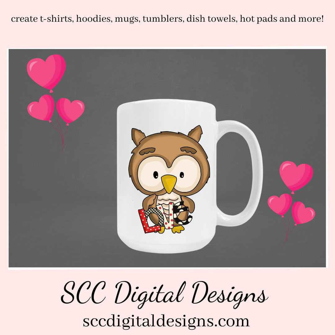 Cute Owls PNG, Valentine's Clip Art, Owl PNG, for Sublimation, Whimsical Artwork, DIY Gift for Her, Instant Download, Commercial Use Art, Scrapbook Elements, Digital Download Valentines Clipart, Owl Lovers Gifts, Woodland Creatures