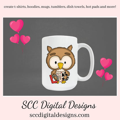 Cute Owls PNG, Valentine's Clip Art, Owl PNG, for Sublimation, Whimsical Artwork, DIY Gift for Her, Instant Download, Commercial Use Art, Scrapbook Elements, Digital Download Valentines Clipart, Owl Lovers Gifts, Woodland Creatures