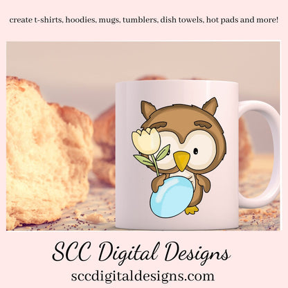 Cute Owl PNG, Easter Clip Art, Colored Eggs, Cute Easter Clipart, Woodland Creatures, DIY Gift for Her, Instant Download, Commercial Use Art, Scrapbook Elements, Whimsical Owl, Circuit Files, Owl PNG for Sublimation