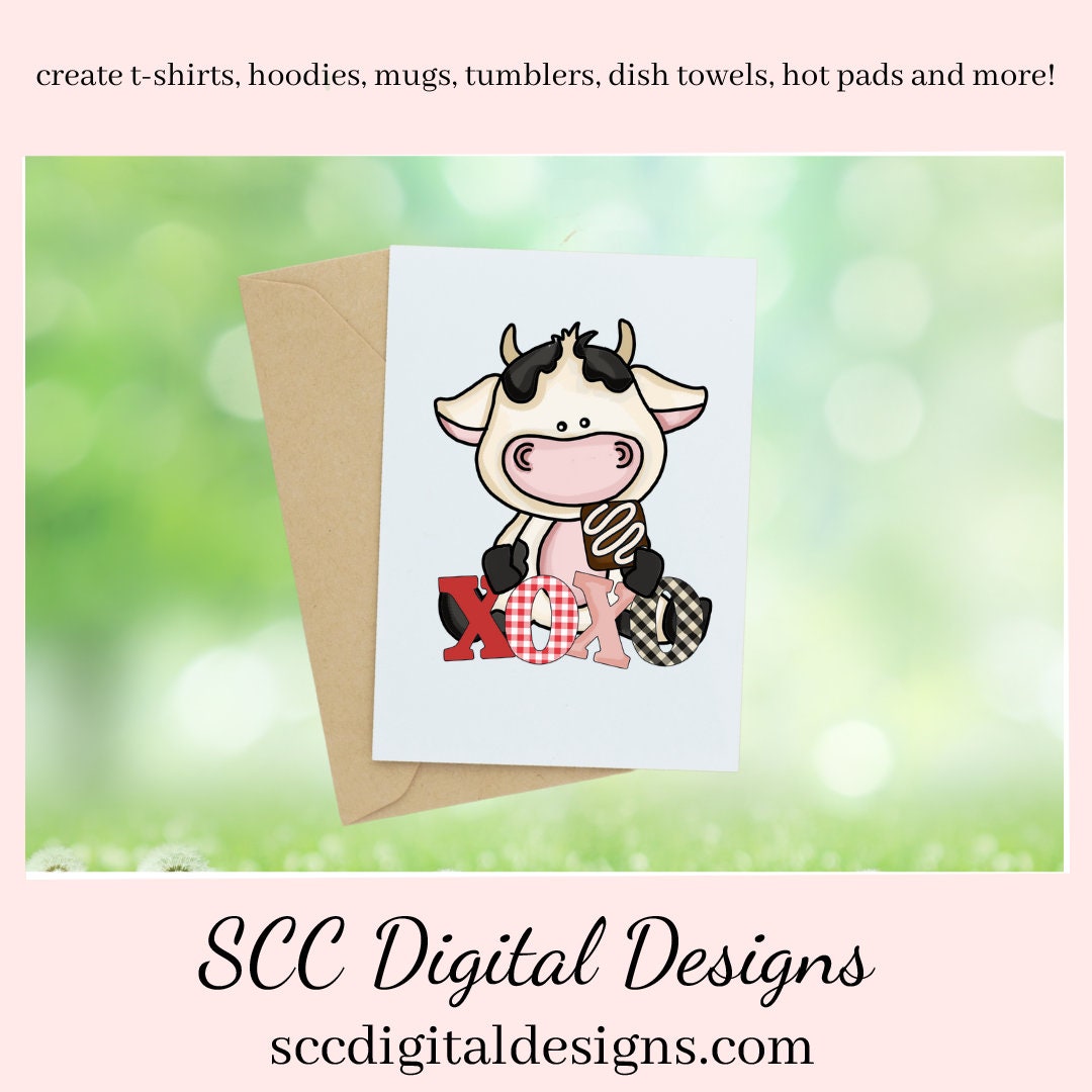 Valentine Cow PNG, Black White Cow, Valentine Clipart, Red Roses, Red Hearts, DIY Gift for Her, Instant Download, Commercial Use Clip Art, Scrapbook Elements, Craft Supplies, Personal Use, Exclusive Clipart Sets
