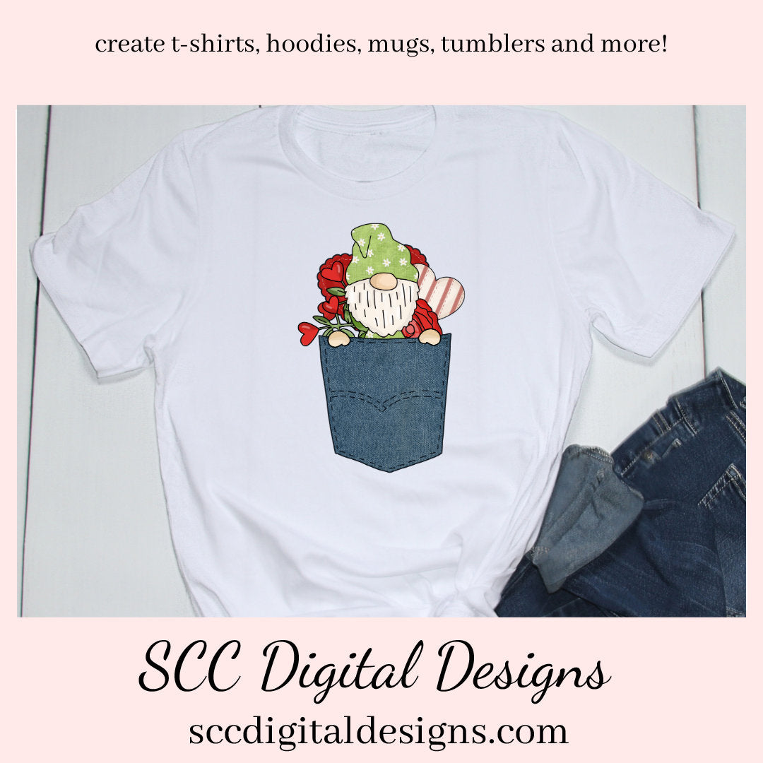 Pocket Gnomes PNG, Valentine's Clipart Cards, Red Roses, DIY Gift for Her, DIY Valentines Projects, Instant Download, Commercial Use Clip Art, Scrapbook Elements, Craft Supplies, Personal Use, Exclusive Clipart Sets, Valentine's Clipart for Cards, Gnomes Lover