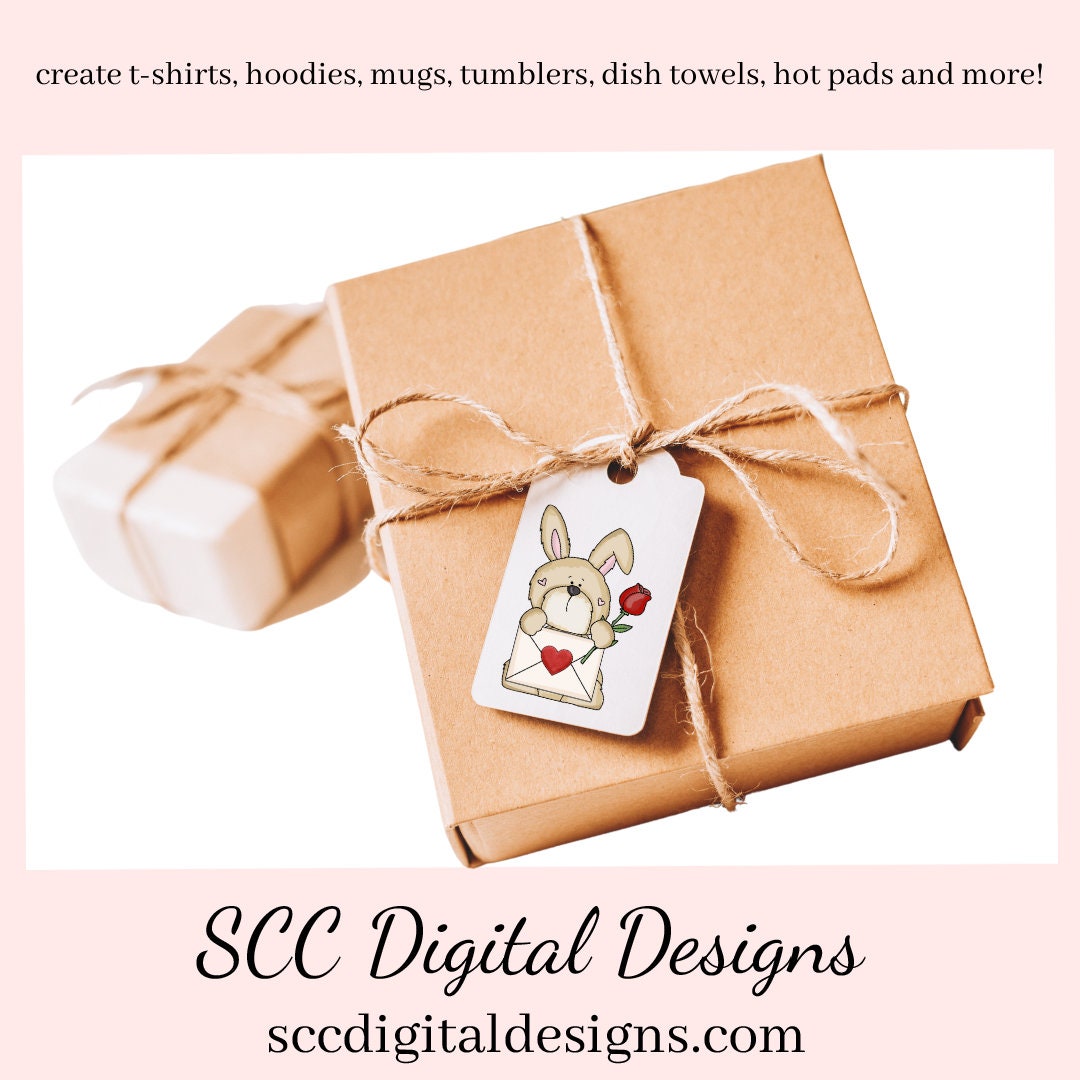 Rabbit PNG, Valentine Bunny, DIY Gift for Her, Whimsical Clipart, DIY Valentines Projects, Instant Download, Commercial Use Clip Art, Scrapbook Elements, Craft Supplies, Personal Use, Exclusive Clipart Sets, Valentine's Clipart for Cards