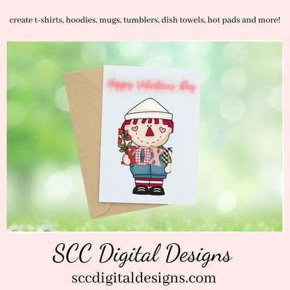 Rag Doll PNG, Andy Clipart, DIY Gift for Her, Red White and Blue PNGs, DIY Valentines Projects, Instant Download, Commercial Use Clip Art, Scrapbook Elements, Craft Supplies, Personal Use, Exclusive Clipart Sets, Valentine's Clipart for Cards