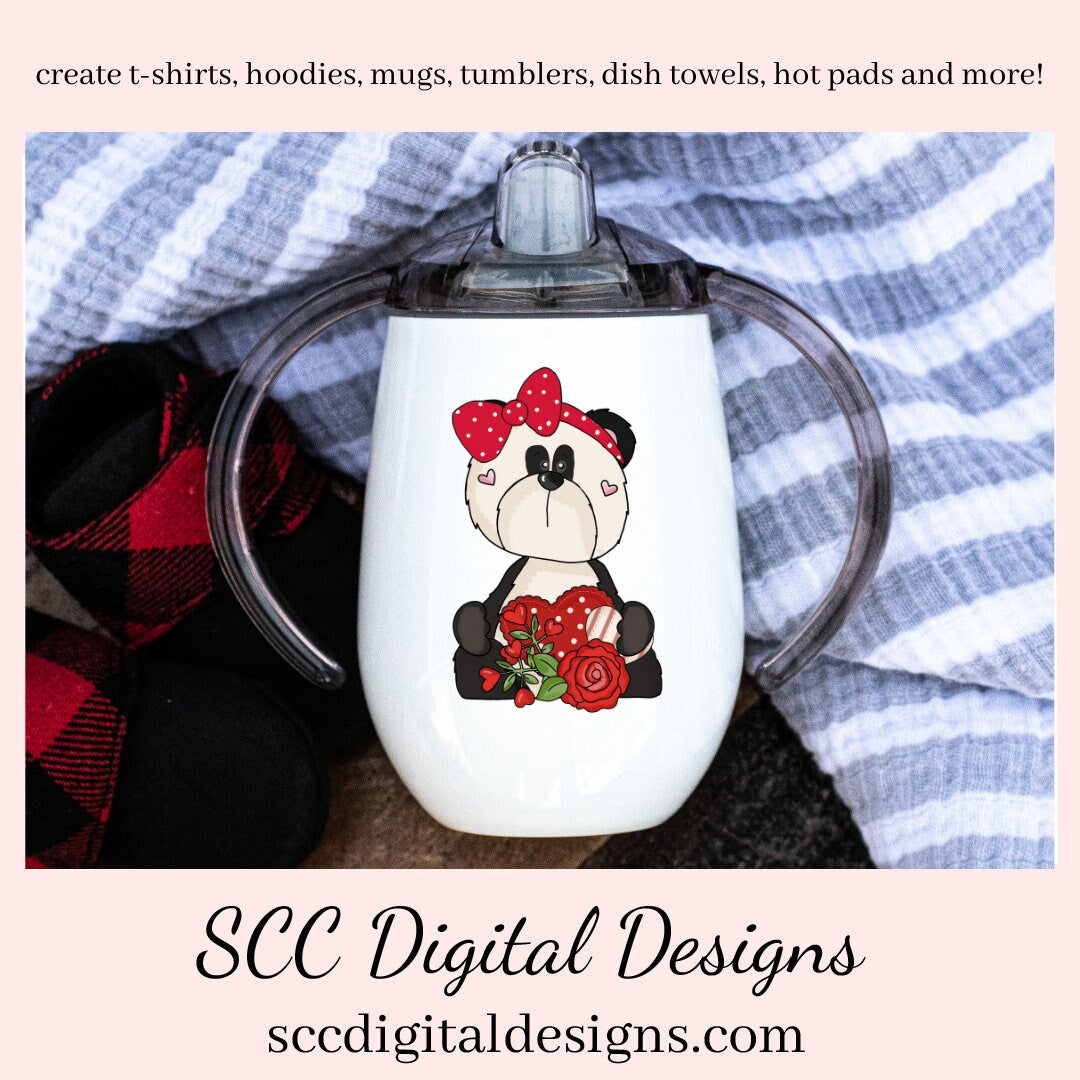 Panda PNG, Panda Bear Valentine's Clipart for Cards, DIY Gift for Her, DIY Valentines Projects, Instant Download, Commercial Use Clip Art, Scrapbook Elements, Craft Supplies, Personal Use, Exclusive Clipart Sets, Forest Animals