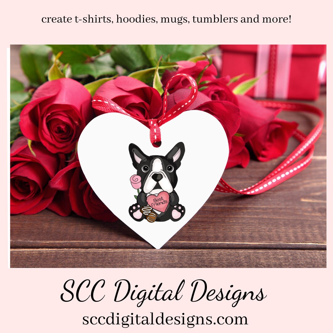 Boston Terrier PNG, Valentine's Clip Art, Black & White Dog, DIY Gift for Her, Instant Download, Dog Clip Art PNG, Commercial Use Art, Scrapbook Elements, Dog PNG for Tumblers, Clipart for Stickers, Clip Art for Kids, Old Red Truck, Dog Lover Gift For Women