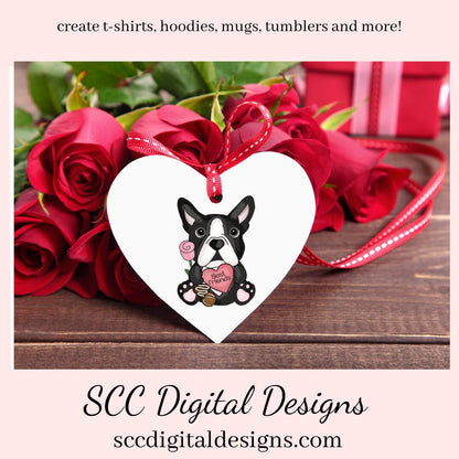 Boston Terrier PNG, Valentine's Clip Art, Black & White Dog, DIY Gift for Her, Instant Download, Dog Clip Art PNG, Commercial Use Art, Scrapbook Elements, Dog PNG for Tumblers, Clipart for Stickers, Clip Art for Kids, Old Red Truck, Dog Lover Gift For Women