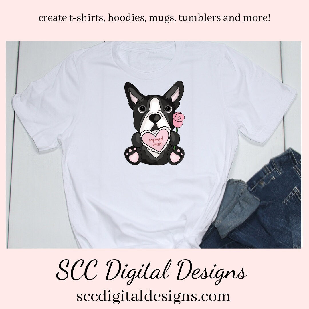 Boston Terrier PNG, Valentine's Clip Art, Black & White Dog, DIY Gift for Her, Instant Download, Dog Clip Art PNG, Commercial Use Art, Scrapbook Elements, Dog PNG for Tumblers, Clipart for Stickers, Clip Art for Kids, Old Red Truck, Dog Lover Gift For Women