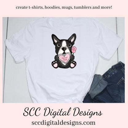 Boston Terrier PNG, Valentine's Clip Art, Black & White Dog, DIY Gift for Her, Instant Download, Dog Clip Art PNG, Commercial Use Art, Scrapbook Elements, Dog PNG for Tumblers, Clipart for Stickers, Clip Art for Kids, Old Red Truck, Dog Lover Gift For Women