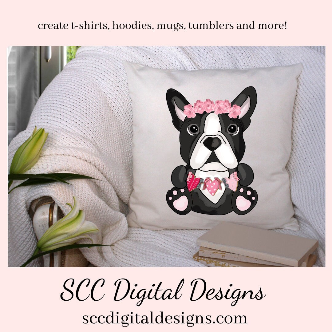 Boston Terrier PNG, Valentine's Clip Art, Black & White Dog, DIY Gift for Her, Instant Download, Dog Clip Art PNG, Commercial Use Art, Scrapbook Elements, Dog PNG for Tumblers, Clipart for Stickers, Clip Art for Kids, Old Red Truck, Dog Lover Gift For Women