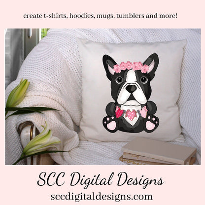 Boston Terrier PNG, Valentine's Clip Art, Black & White Dog, DIY Gift for Her, Instant Download, Dog Clip Art PNG, Commercial Use Art, Scrapbook Elements, Dog PNG for Tumblers, Clipart for Stickers, Clip Art for Kids, Old Red Truck, Dog Lover Gift For Women