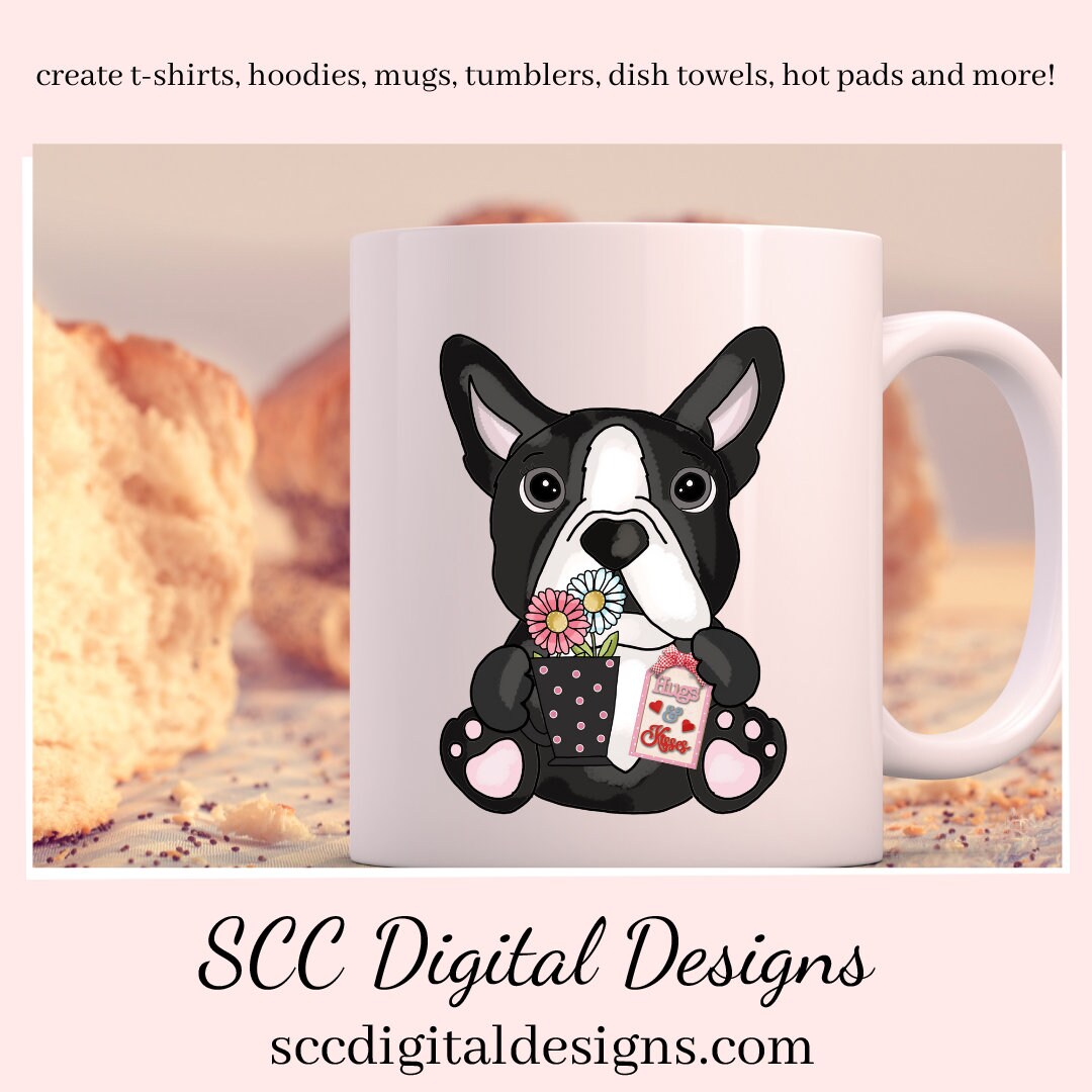 Boston Terrier PNG, Valentine's Clip Art, Black & White Dog, DIY Gift for Her, Instant Download, Dog Clip Art PNG, Commercial Use Art, Scrapbook Elements, Dog PNG for Tumblers, Clipart for Stickers, Clip Art for Kids, Old Red Truck, Dog Lover Gift For Women