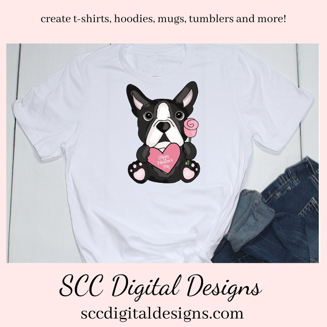 Boston Terrier PNG, Valentine's Clip Art, Black & White Dog, DIY Gift for Her, Instant Download, Dog Clip Art PNG, Commercial Use Art, Scrapbook Elements, Dog PNG for Tumblers, Clipart for Stickers, Clip Art for Kids, Old Red Truck, Dog Lover Gift For Women