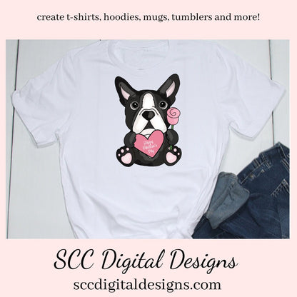 Boston Terrier PNG, Valentine's Clip Art, Black & White Dog, DIY Gift for Her, Instant Download, Dog Clip Art PNG, Commercial Use Art, Scrapbook Elements, Dog PNG for Tumblers, Clipart for Stickers, Clip Art for Kids, Old Red Truck, Dog Lover Gift For Women