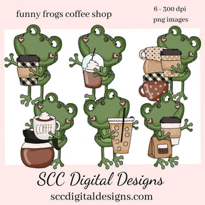 Frog PNG, Coffee Clipart, Clip Art Set, Woodland Creatures, Funny Mug for Women, DIY Gift for Her, Instant Download, Commercial Use Art, Scrapbook Elements, Whimsical Frog, Coffee Lover Gift Ideas, Circuit Files, Frog Lover Gifts