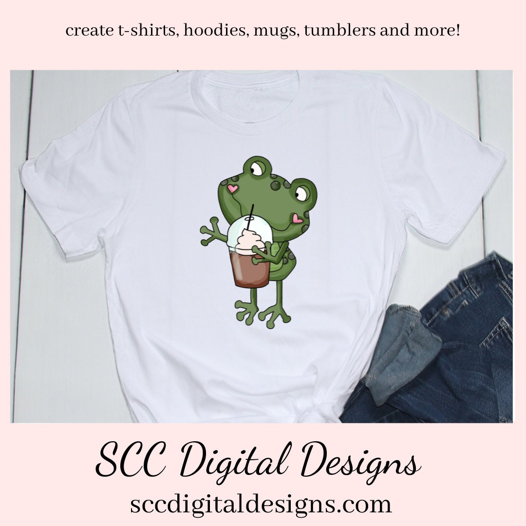 Frog PNG, Coffee Clipart, Clip Art Set, Woodland Creatures, Funny Mug for Women, DIY Gift for Her, Instant Download, Commercial Use Art, Scrapbook Elements, Whimsical Frog, Coffee Lover Gift Ideas, Circuit Files, Frog Lover Gifts
