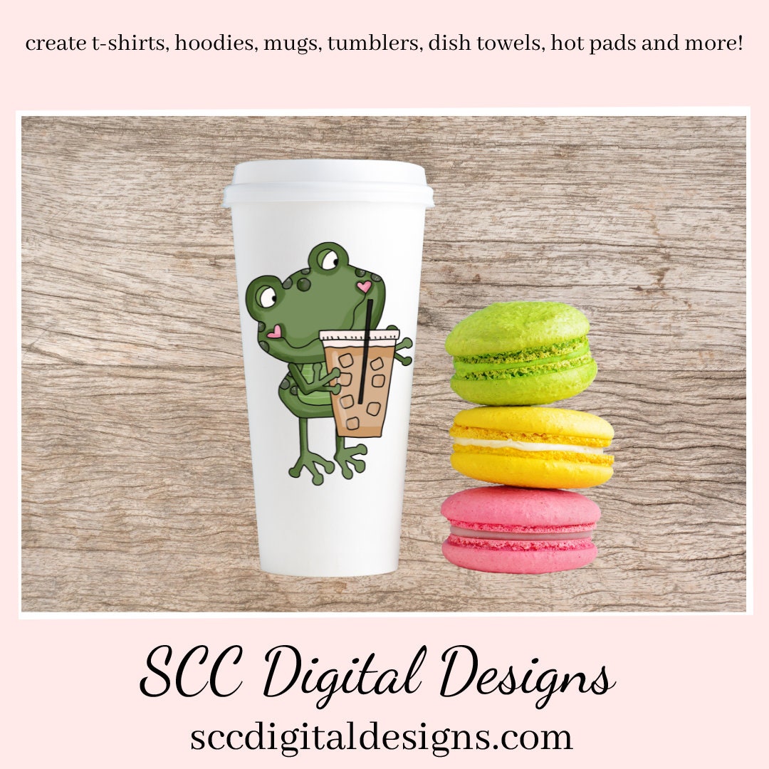 Frog PNG, Coffee Clipart, Clip Art Set, Woodland Creatures, Funny Mug for Women, DIY Gift for Her, Instant Download, Commercial Use Art, Scrapbook Elements, Whimsical Frog, Coffee Lover Gift Ideas, Circuit Files, Frog Lover Gifts