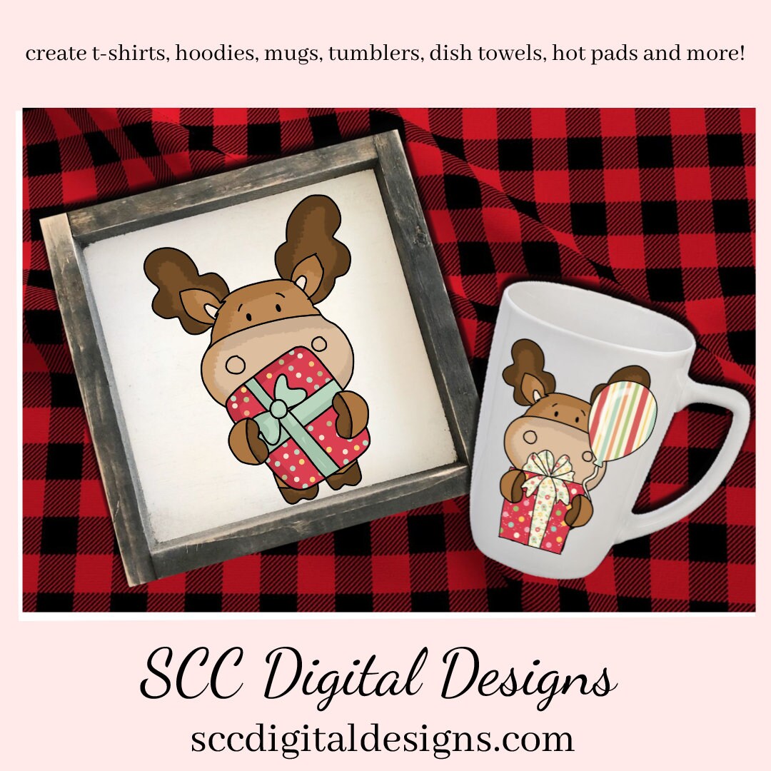 Moose PNG, Birthday Clipart for Boy, Woodland Animals, Birthday PNG for Sublimation, DIY Gift for Her, Instant Download, Commercial Use Art, Scrapbook Elements, Circuit Files, Forest Animal Clipart, Clip Art Sets