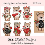Valentine Bear PNG, Valentine Clipart for Kids, DIY Valentine's Day Card, Whimsical Bears, Cricut Designs, Commercial Use Clip Art, Scrapbook Elements, Craft Supplies, Personal Use, DIY Gift for Her, Valentines Clipart for Cards
