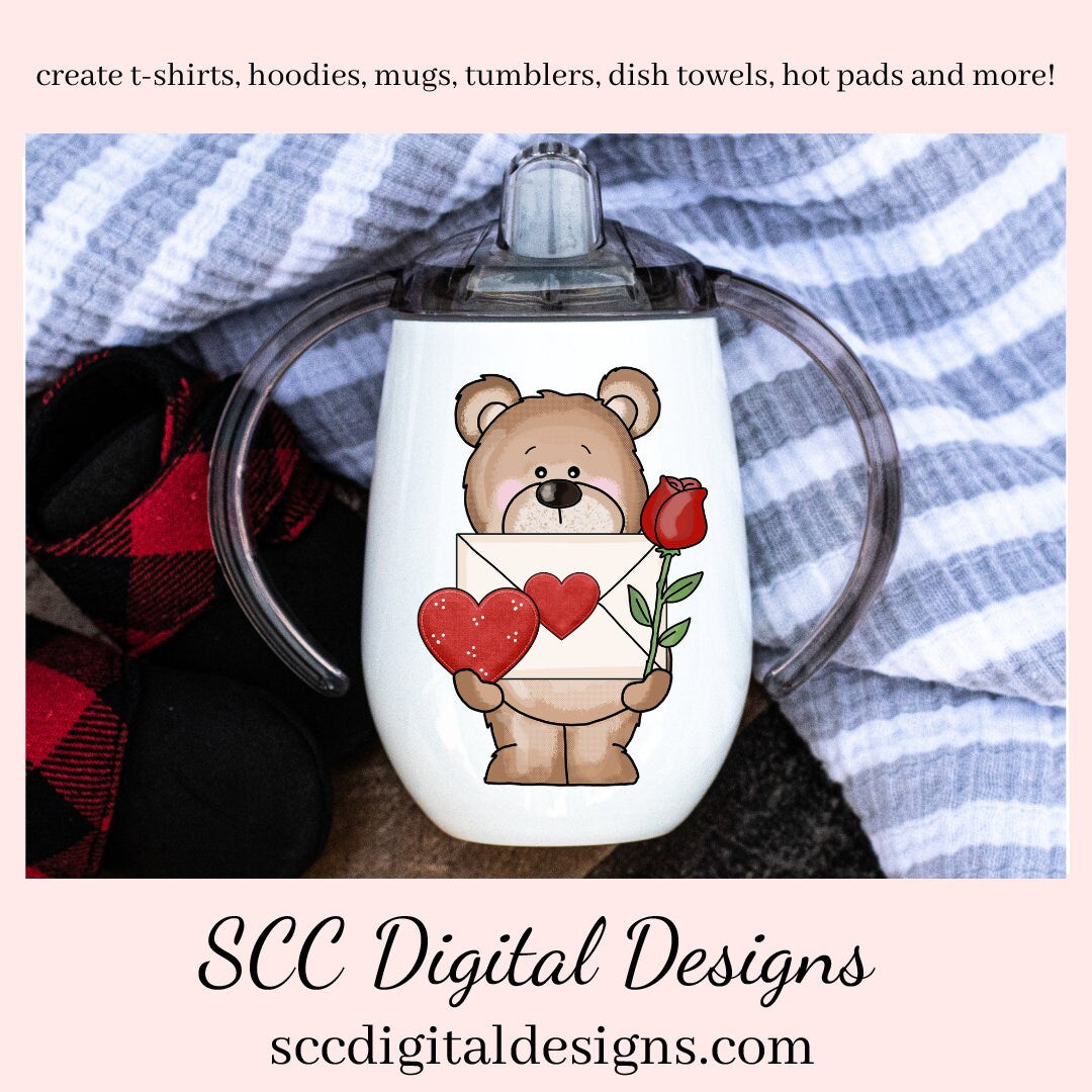 Valentine Bear PNG, Valentine Clipart for Kids, DIY Valentine's Day Card, Whimsical Bears, Cricut Designs, Commercial Use Clip Art, Scrapbook Elements, Craft Supplies, Personal Use, DIY Gift for Her, Valentines Clipart for Cards