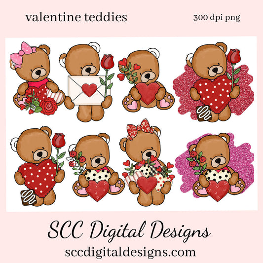 Valentine Bear PNG, DIY Valentine's Day Card, Whimsical Bears, DIY Gift for Her, Valentines Design, Cricut Designs, Commercial Use Clip Art, Scrapbook Elements, Craft Supplies, Personal Use, DIY Gift for Her, Valentines Clipart for Cards, Valentine PNG for Sublimation
