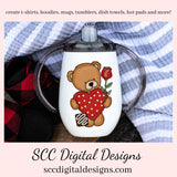 Valentine Bear PNG, DIY Valentine's Day Card, Whimsical Bears, DIY Gift for Her, Valentines Design, Cricut Designs, Commercial Use Clip Art, Scrapbook Elements, Craft Supplies, Personal Use, DIY Gift for Her, Valentines Clipart for Cards, Valentine PNG for Sublimation