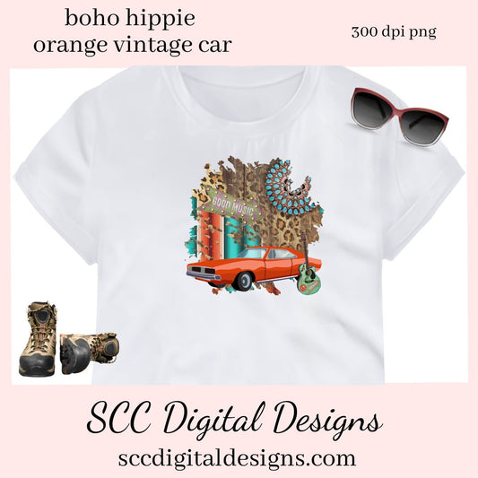 Old Car PNG, Boho Decor Wall Art, Vintage Car Art, Music Lover Gifts, Hippie Clipart, DIY Gift for Her, Cricut Designs, Commercial Use Clip Art, Scrapbook Elements, Craft Supplies, Personal Use, Exclusive Clipart Sets