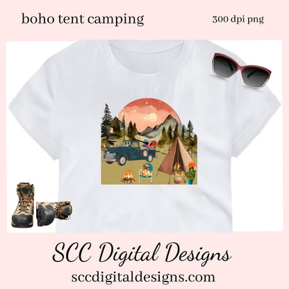 Old Truck PNG, Tent Camping Sign, Boho Art, Vintage Car Lover Gift, Hippie Clipart, DIY Gift for Her, Happy Glamper, Cricut Designs, Commercial Use Clip Art, Scrapbook Elements, Craft Supplies, Personal Use, Exclusive Clipart Sets