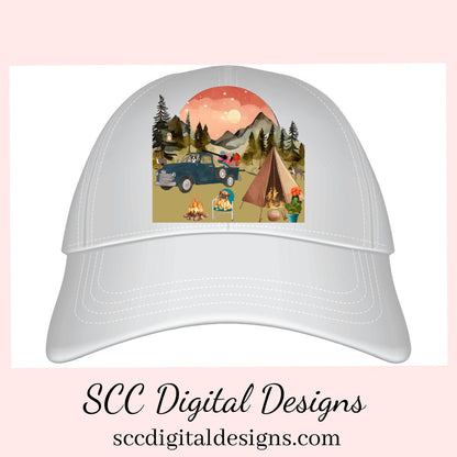 Old Truck PNG, Tent Camping Sign, Boho Art, Vintage Car Lover Gift, Hippie Clipart, DIY Gift for Her, Happy Glamper, Cricut Designs, Commercial Use Clip Art, Scrapbook Elements, Craft Supplies, Personal Use, Exclusive Clipart Sets
