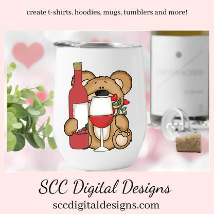 Valentine Bear PNG, Whimsical Bears, Valentine Clipart, Red Roses, Red Hearts, DIY Gift for Her, Instant Download, Commercial Use Clip Art, Scrapbook Elements, Craft Supplies, Personal Use, Exclusive Clipart Sets, DIY Valentines Projects, Valentine's Clipart for Cards