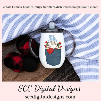 Pocket Gnomes PNG, Valentine's Clipart Cards, Red Roses, DIY Gift for Her, DIY Valentines Projects, Instant Download, Commercial Use Clip Art, Scrapbook Elements, Craft Supplies, Personal Use, Exclusive Clipart Sets, Valentine's Clipart for Cards, Gnomes Lover