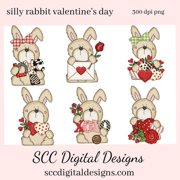 Rabbit PNG, Valentine Bunny, DIY Gift for Her, Whimsical Clipart, DIY Valentines Projects, Instant Download, Commercial Use Clip Art, Scrapbook Elements, Craft Supplies, Personal Use, Exclusive Clipart Sets, Valentine's Clipart for Cards