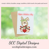 Rabbit PNG, Valentine Bunny, DIY Gift for Her, Whimsical Clipart, DIY Valentines Projects, Instant Download, Commercial Use Clip Art, Scrapbook Elements, Craft Supplies, Personal Use, Exclusive Clipart Sets, Valentine's Clipart for Cards