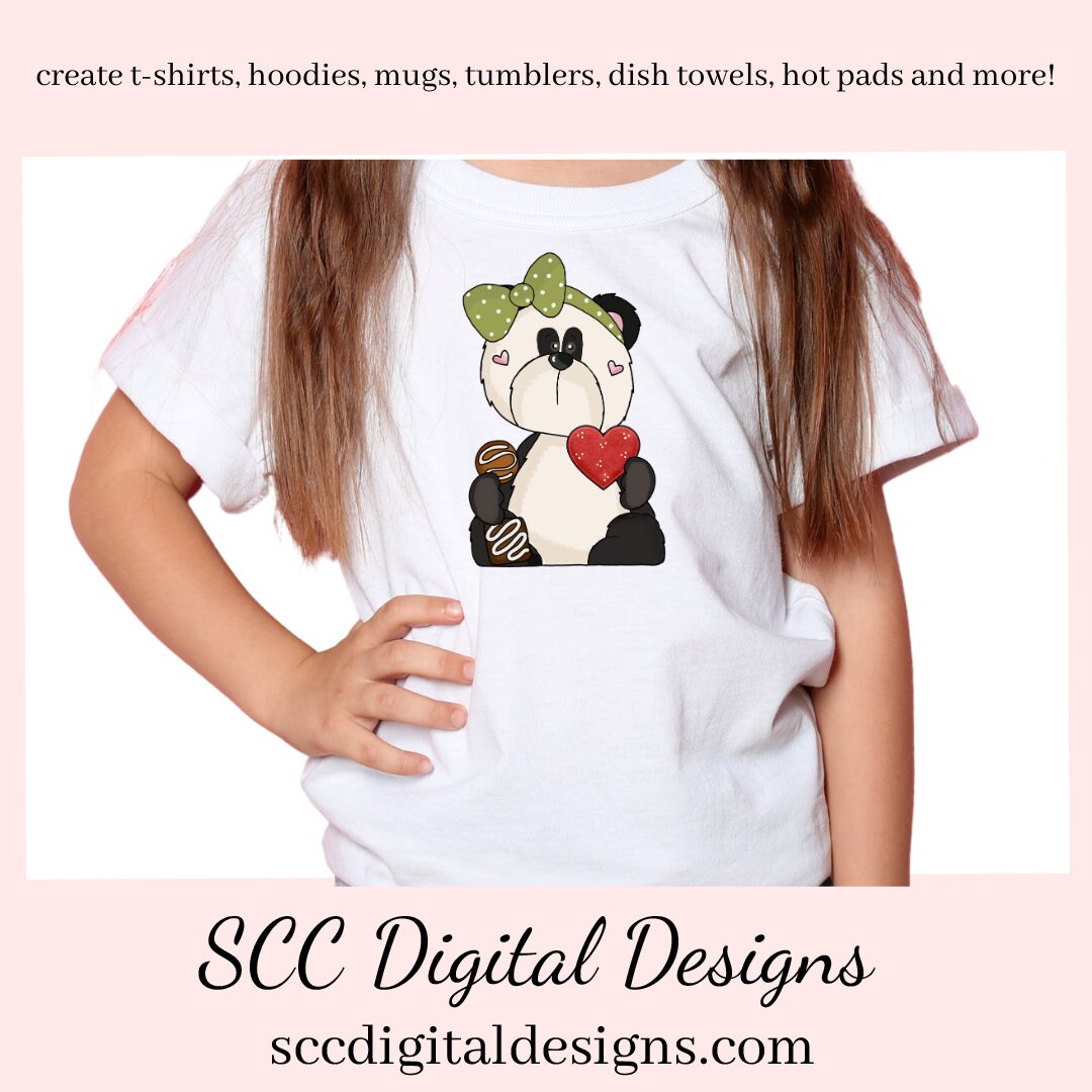 Panda PNG, Panda Bear Valentine's Clipart for Cards, DIY Gift for Her, DIY Valentines Projects, Instant Download, Commercial Use Clip Art, Scrapbook Elements, Craft Supplies, Personal Use, Exclusive Clipart Sets, Forest Animals