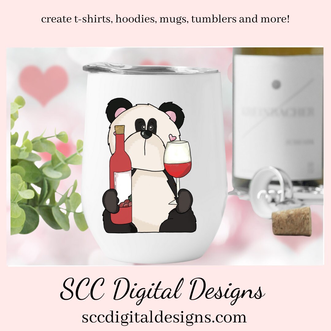 Panda PNG, Panda Bear Valentine's Clipart for Cards, DIY Gift for Her, DIY Valentines Projects, Instant Download, Commercial Use Clip Art, Scrapbook Elements, Craft Supplies, Personal Use, Exclusive Clipart Sets, Forest Animals