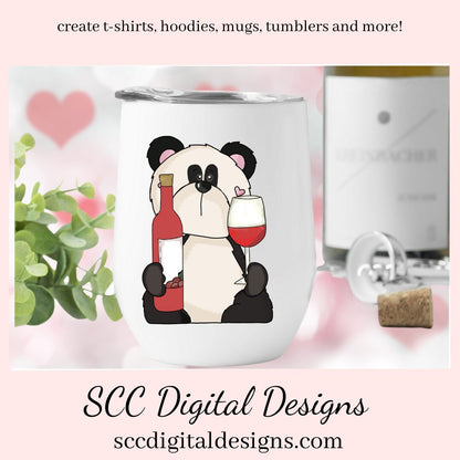 Panda PNG, Panda Bear Valentine's Clipart for Cards, DIY Gift for Her, DIY Valentines Projects, Instant Download, Commercial Use Clip Art, Scrapbook Elements, Craft Supplies, Personal Use, Exclusive Clipart Sets, Forest Animals
