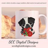 Pug PNG, Dog Valentine's Clipart, DIY Gift for Her, Dog PNG for Sublimation, Valentine's Clipart for Cards, Puppy Love Clip Art, Pug Mom, DIY Valentines Projects, Instant Download, Commercial Use Clip Art, Scrapbook Elements, Craft Supplies, Personal Use, Exclusive Clipart Sets