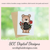 Valentine Bear PNG, Valentine Clipart for Kids, DIY Valentine's Day Card, Whimsical Bears, Cricut Designs, Commercial Use Clip Art, Scrapbook Elements, Craft Supplies, Personal Use, DIY Gift for Her, Valentines Clipart for Cards