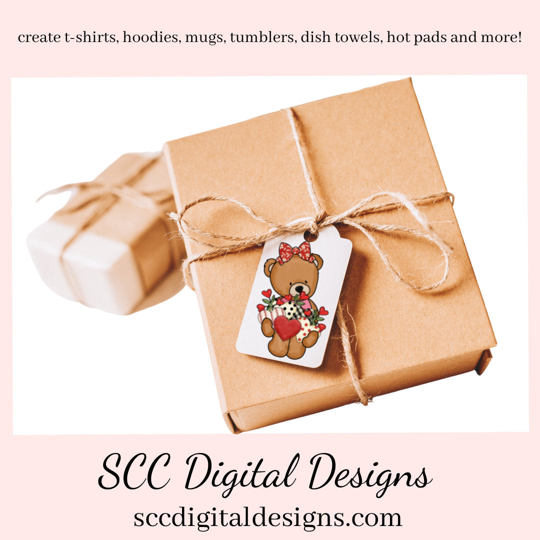 Valentine Bear PNG, DIY Valentine's Day Card, Whimsical Bears, DIY Gift for Her, Valentines Design, Cricut Designs, Commercial Use Clip Art, Scrapbook Elements, Craft Supplies, Personal Use, DIY Gift for Her, Valentines Clipart for Cards, Valentine PNG for Sublimation
