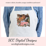 Vintage Pink Truck PNG, Boho Art, Boho Wall Art Digital, Hippie Clipart, Retro PNG for Shirts, DIY Gift for Her, Cricut Designs, Commercial Use Clip Art, Scrapbook Elements, Craft Supplies, Personal Use, Exclusive Clipart Sets