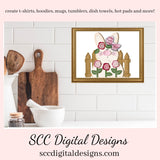 Spring Bunny Clipart, DIY Gift for Girls, Bunny PNG for Sublimation, Pink Flower, Pastel Flowers Wall Art, Clip Art for Commercial Use, Instant Download, Commercial Use Art, Clip Art PNG, Digi Scrapping Clipart, Craft Supplies, Scrapbook Elements, 3d png Image