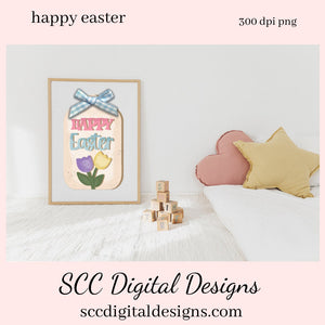 Happy Easter PNG Design, DIY Gifts for Girls, 3d png Design, Tulips Clipart, Spring PNG for Tumblers, Babies Room Decor, Clip Art for Commercial Use, Digi Scrapping Clipart, Craft Supplies, Scrapbook Elements, Tag PNG for Stickers