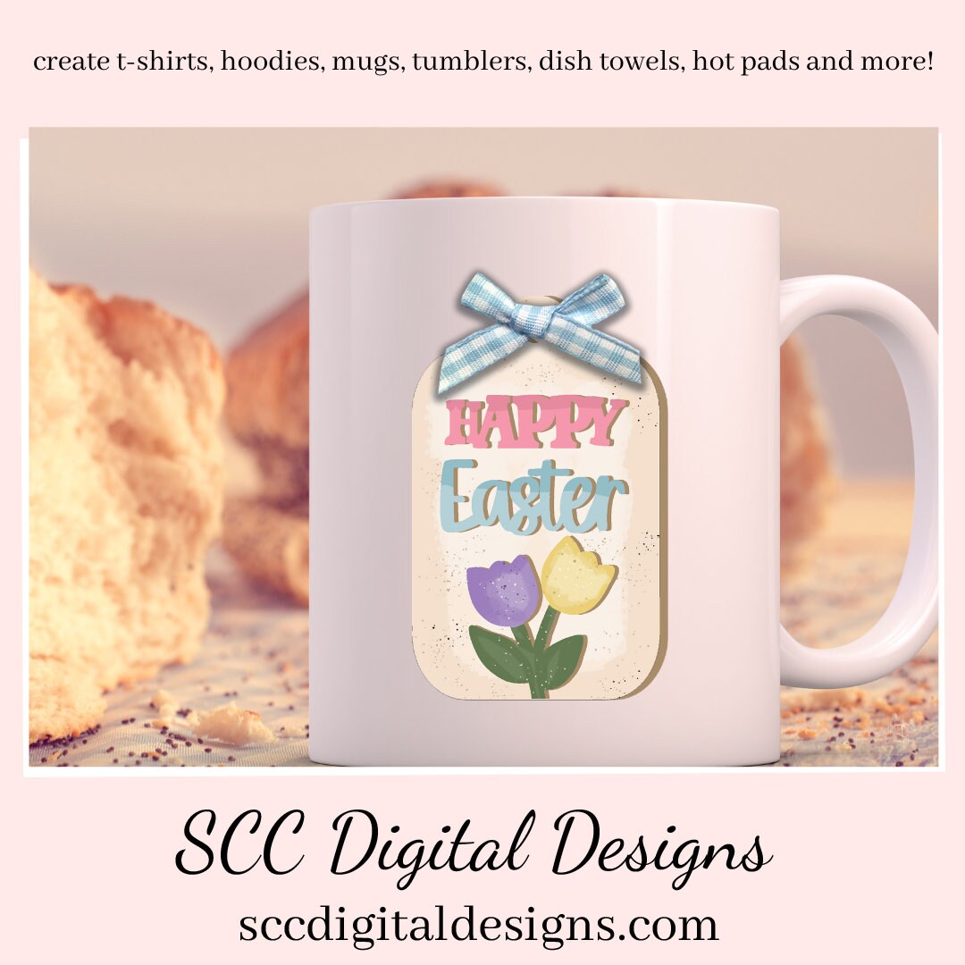 Happy Easter PNG Design, DIY Gifts for Girls, 3d png Design, Tulips Clipart, Spring PNG for Tumblers, Babies Room Decor, Clip Art for Commercial Use, Digi Scrapping Clipart, Craft Supplies, Scrapbook Elements, Tag PNG for Stickers