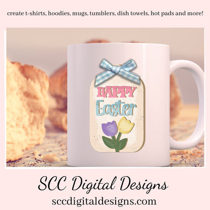 Happy Easter PNG Design, DIY Gifts for Girls, 3d png Design, Tulips Clipart, Spring PNG for Tumblers, Babies Room Decor, Clip Art for Commercial Use, Digi Scrapping Clipart, Craft Supplies, Scrapbook Elements, Tag PNG for Stickers