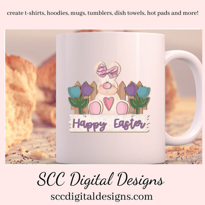 Happy Easter PNG Design, DIY Gifts for Her, Tulips Clipart, Spring PNG for Tumblers, Front Porch Decorations, Clip Art for Commercial Use, Digi Scrapping Clipart, Craft Supplies, Scrapbook Elements