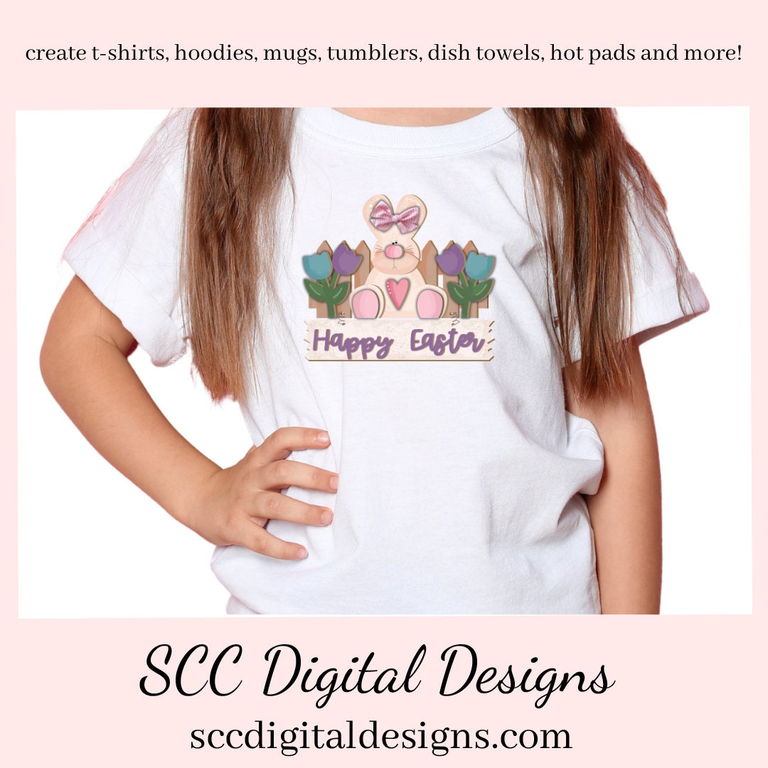 Happy Easter PNG Design, DIY Gifts for Her, Tulips Clipart, Spring PNG for Tumblers, Front Porch Decorations, Clip Art for Commercial Use, Digi Scrapping Clipart, Craft Supplies, Scrapbook Elements