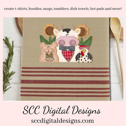 Our farm animals is a 3d png image, pig has a cute bow tie, the cow has a cute prim bow and red & white heart, and a black and white spotted hen, clip art for commercial use and great kitchen decor in any farmhouse! Farm Animals, Cow Clipart for Stickers, Chicken Clipart for Stickers, Cow png for tumbler