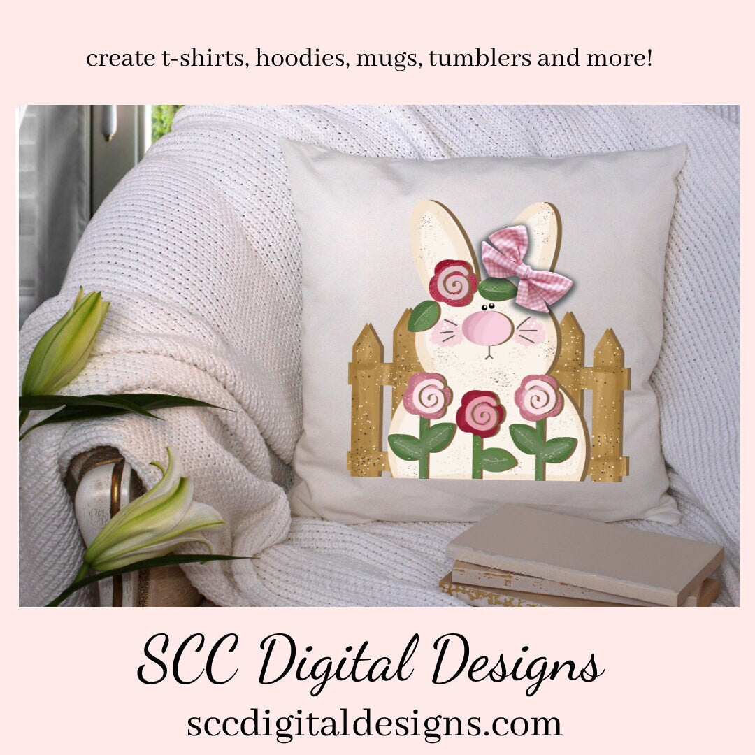 Spring Bunny Clipart, DIY Gift for Girls, Bunny PNG for Sublimation, Pink Flower, Pastel Flowers Wall Art, Clip Art for Commercial Use, Instant Download, Commercial Use Art, Clip Art PNG, Digi Scrapping Clipart, Craft Supplies, Scrapbook Elements, 3d png Image