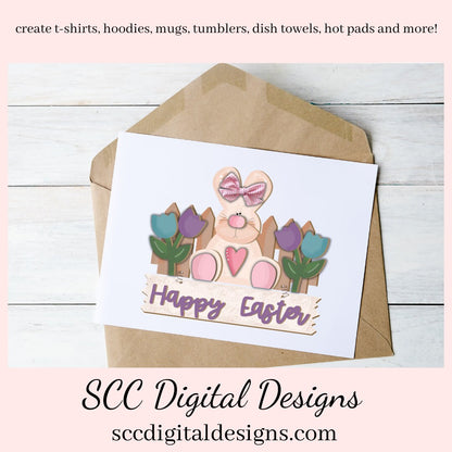 Happy Easter PNG Design, DIY Gifts for Her, Tulips Clipart, Spring PNG for Tumblers, Front Porch Decorations, Clip Art for Commercial Use, Digi Scrapping Clipart, Craft Supplies, Scrapbook Elements