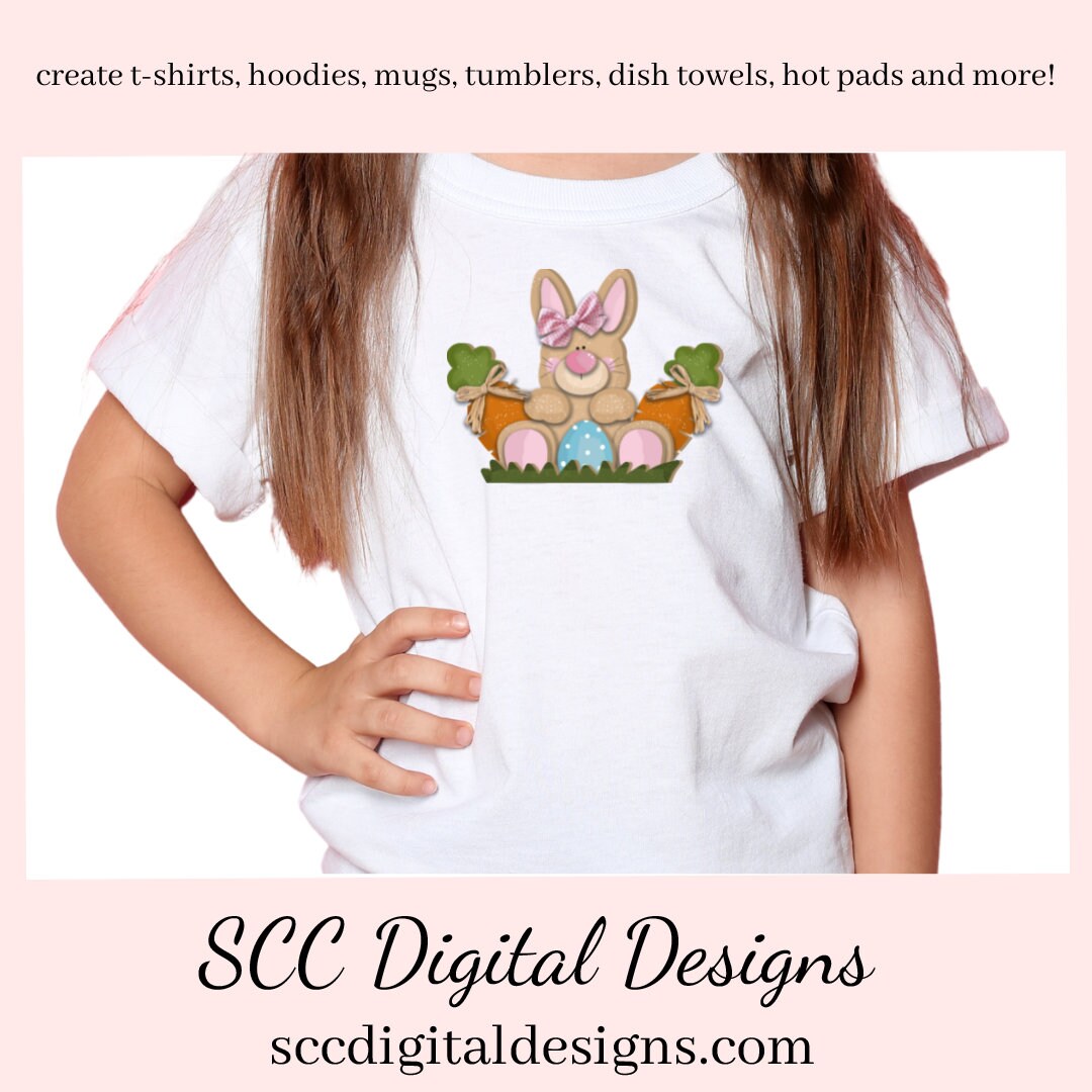 Easter Egg Bunny PNG, DIY Gifts for Girls, Babies Room Decor, Bunny PNG for Sublimation, Easter T-shirt Designs, Clip Art for Commercial Use, Digi Scrapping Clipart, Craft Supplies, Scrapbook Elements, Colored Eggs, Carrots Clipart